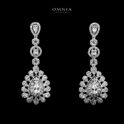 Omnia Ahad Bridal White Long Chain Set In Rhodium Plated With High Quality Zircon Stones - Image 3