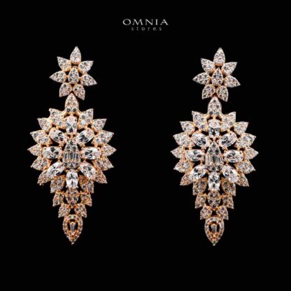 Omnia Hasmaa Golden Bridal Long chain Set In Rhodium Plated with High Quality Zircon Stone - Image 3