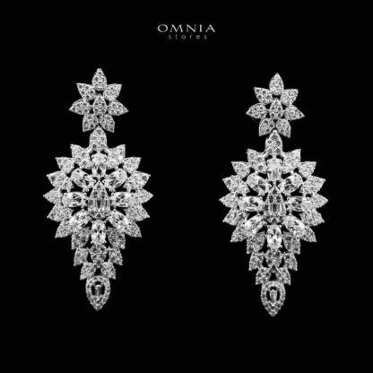 Omnia Hasmaa White Bridal Long chain Set In Rhodium Plated with High Quality Zircon Stone - Image 3