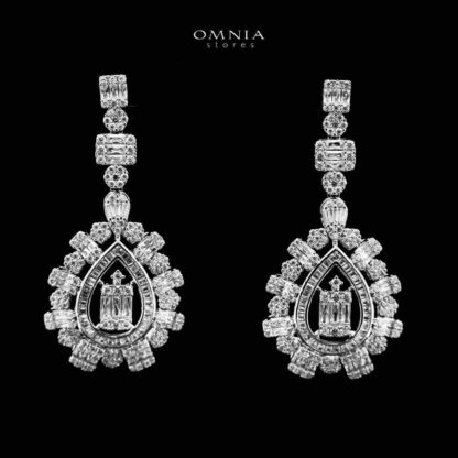 Omnia Zalfa White Bridal Long chain Set In Rhodium Plated with High Quality Zircon Stone - Image 3
