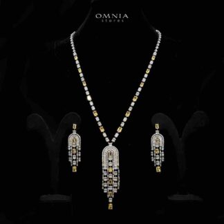 Omnia Jane Yellow Bridal Set in High Quality Zircon Stone in Rhodium Plated