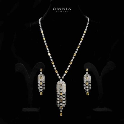 Omnia Jane Yellow Bridal Set in High Quality Zircon Stone in Rhodium Plated
