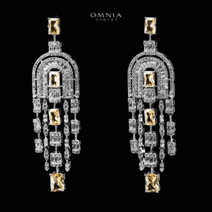 Omnia Jane Yellow Bridal Set in High Quality Zircon Stone in Rhodium Plated - Image 3