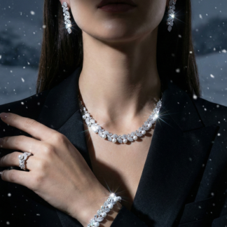 Omnia Radwa Pearl Bridal Full Set in 925 Silver with High-Quality White Zircon Stones