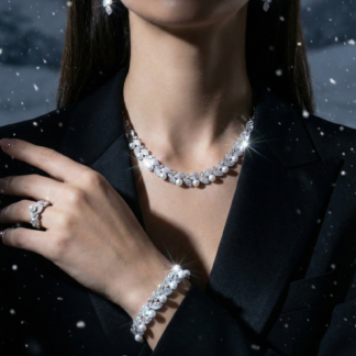 Omnia Radwa Pearl Bridal Full Set in 925 Silver with High-Quality White Zircon Stones