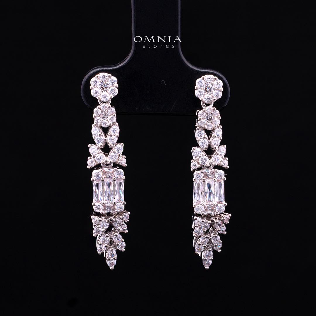 Omnia Elham White Luxury Bridal Full Set with Rhodium Plated in High Quality White Zircon Stone Rhodium Plated - Image 5