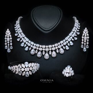 Omnia Adelita White Luxury Bridal Full Set in High Quality Zircon Stone Rhodium Plated