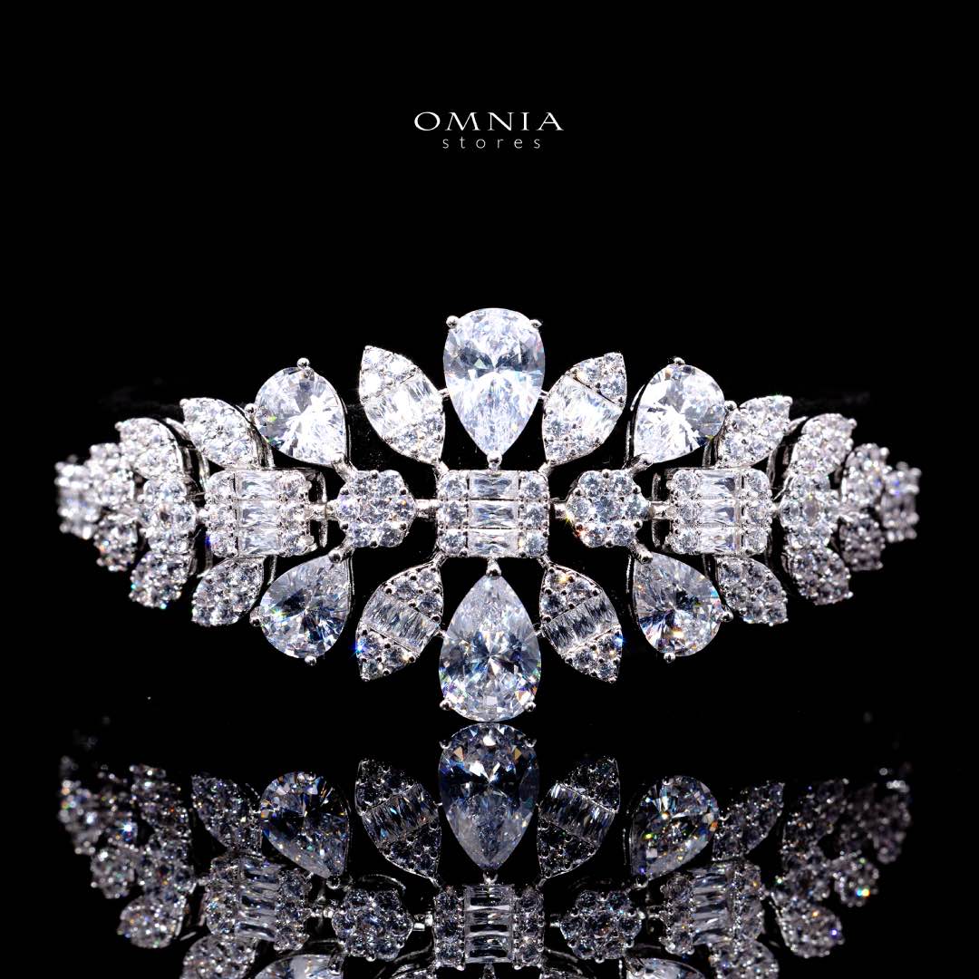 Omnia Adelita White Luxury Bridal Full Set in High Quality Zircon Stone Rhodium Plated - Image 3