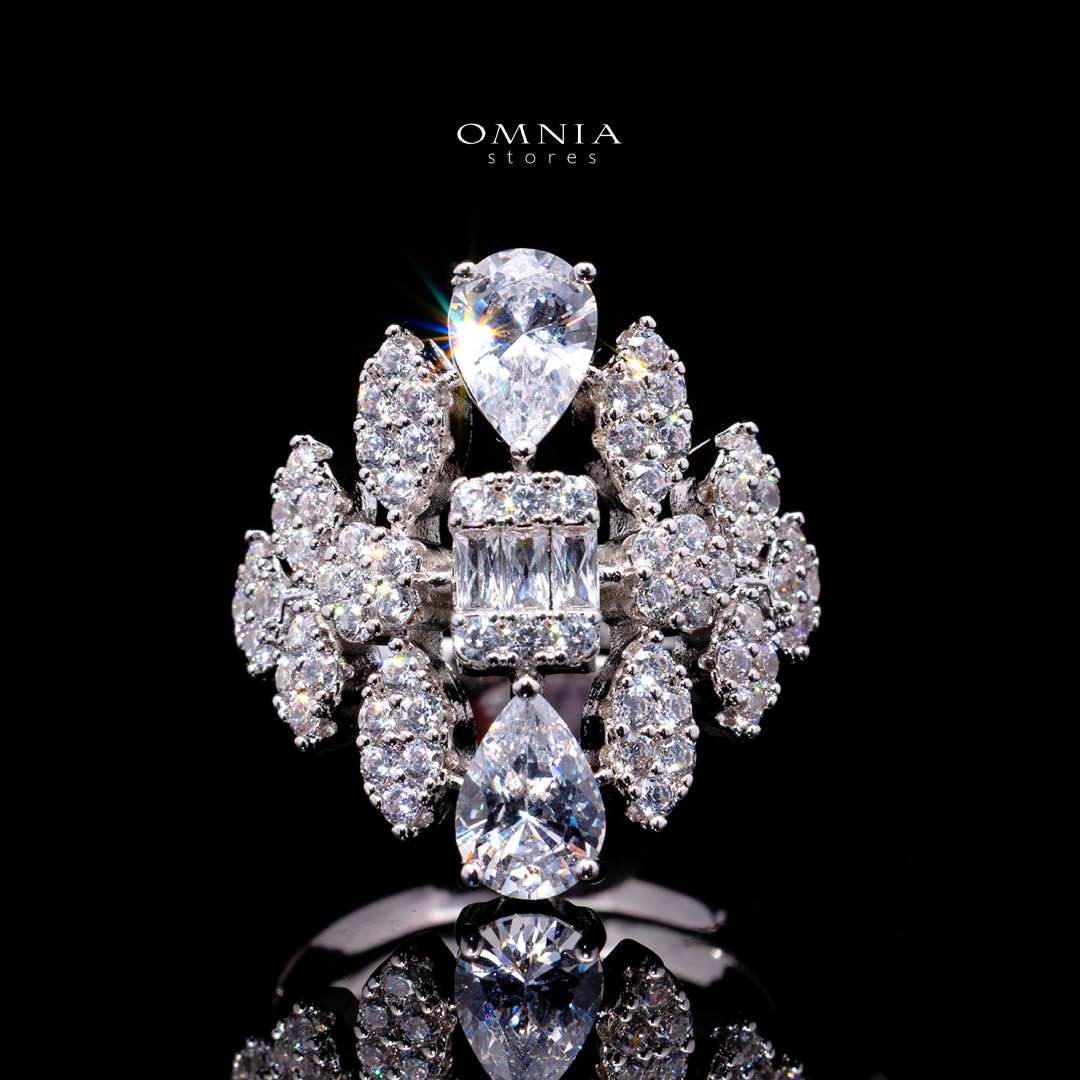 Omnia Adelita White Luxury Bridal Full Set in High Quality Zircon Stone Rhodium Plated - Image 4