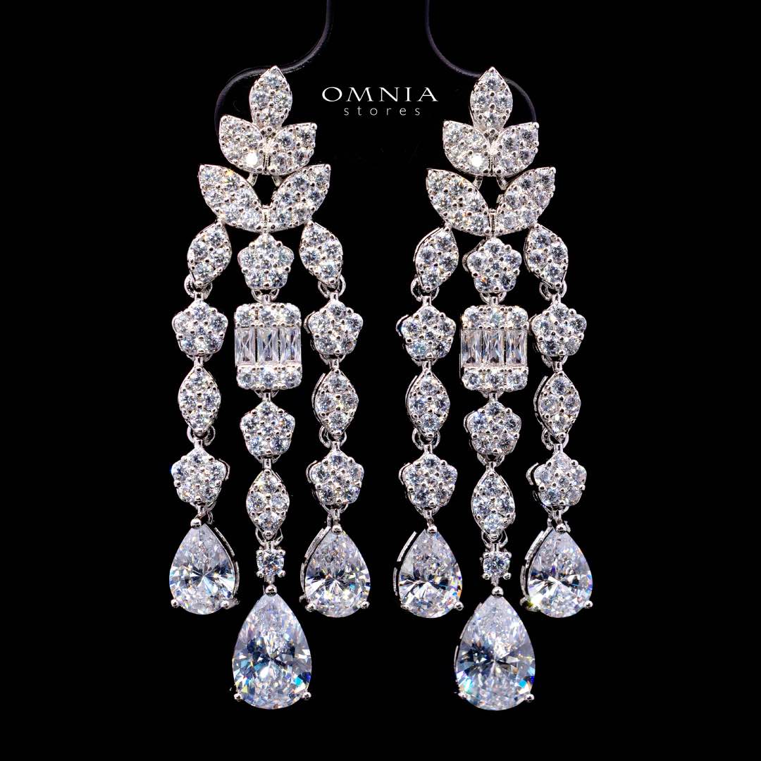 Omnia Adelita White Luxury Bridal Full Set in High Quality Zircon Stone Rhodium Plated - Image 5