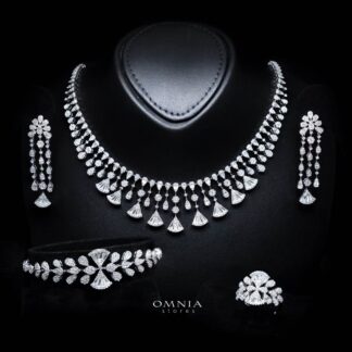 Omnia Rimal White Bridal Full Set in 925 Silver with High Quality Simulated Diamonds