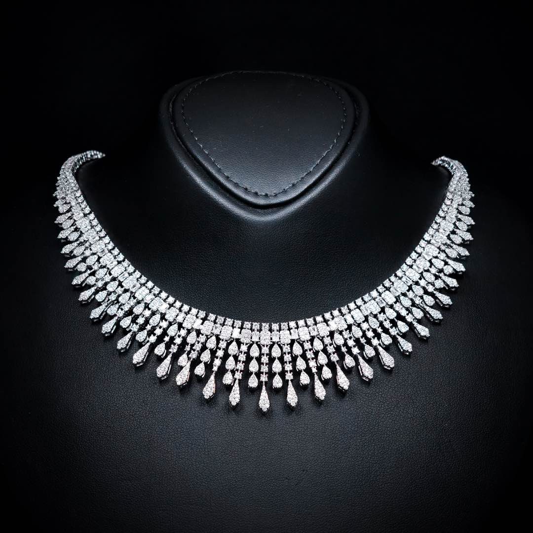Omnia Ahlina White Bridal Full Set in High Quality Zircon Stone Rhodium Plated - Image 2