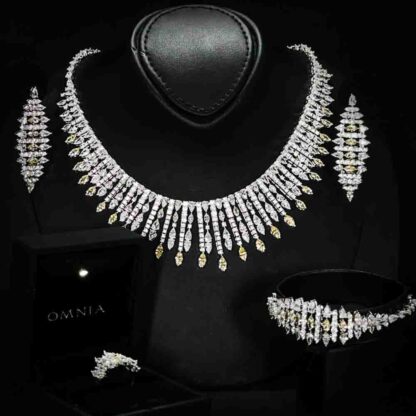 Omnia Lana Yellow Bridal Full Set in High Quality Zircon Stone Rhodium Plated