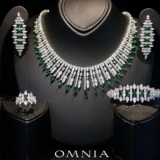 Omnia Lana Green Bridal Full Set in High Quality Zircon Stone Rhodium Plated