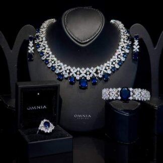 Omnia Suhana Dark Blue Bridal Full Set in High Quality Simulated Diamonds