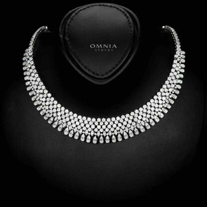 Omnia Taybah White Bridal Set In Rhodium Plated with High Quality Zircon Stones - Image 2