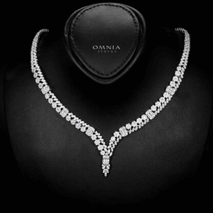 Omnia Elham White Bridal Full Set with Rhodium Plated in High Quality White Zircon Stone Rhodium Plated - Image 2