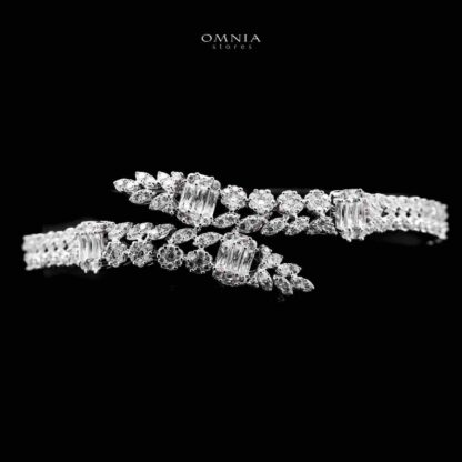 Omnia Elham White Bridal Full Set with Rhodium Plated in High Quality White Zircon Stone Rhodium Plated - Image 5