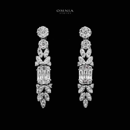 Omnia Elham White Bridal Full Set with Rhodium Plated in High Quality White Zircon Stone Rhodium Plated - Image 3