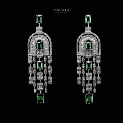 Omnia Jane Green Bridal Long Chain Set in Rhodium Plated Finish with High-Quality Zircon Stones - Image 3