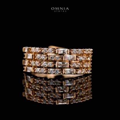 Omnia Zehra Gold Plated Bridal Full Set with Rhodium Plated in High Quality Zircon Stones - Image 5