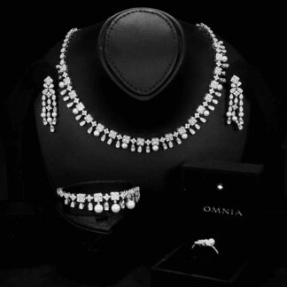Omnia Zuhayra Bridal Full Set in 925 Silver with High-Quality White Zircon Stones