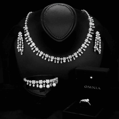 Omnia Zuhayra Bridal Full Set in 925 Silver with High-Quality White Zircon Stones