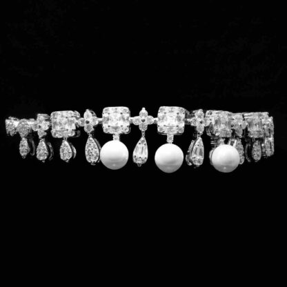 Omnia Zuhayra Bridal Full Set in 925 Silver with High-Quality White Zircon Stones - Image 3