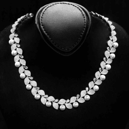 Omnia Thameenah Pearl Bridal Full Set in 925 Silver with High-Quality White Zircon Stones - Image 2