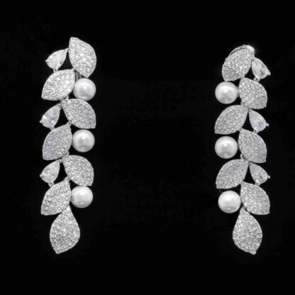 Omnia Thameenah Pearl Bridal Full Set in 925 Silver with High-Quality White Zircon Stones - Image 3