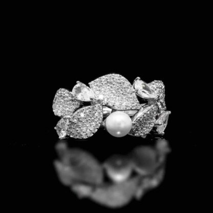 Omnia Thameenah Pearl Bridal Full Set in 925 Silver with High-Quality White Zircon Stones - Image 5