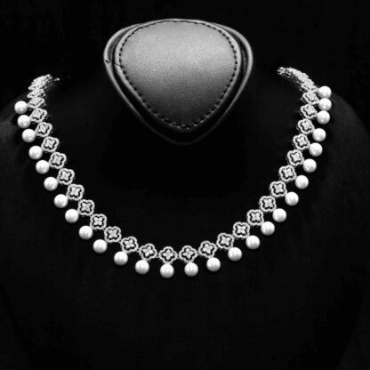 Omnia Sahira Pearl Bridal Full Set in 925 Silver with High-Quality White Zircon Stones - Image 2