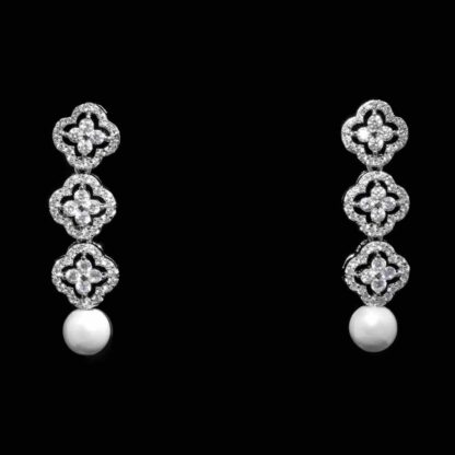Omnia Sahira Pearl Bridal Full Set in 925 Silver with High-Quality White Zircon Stones - Image 3