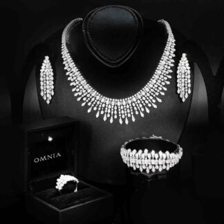 Omnia Ahlina White Bridal Full Set in High Quality Zircon Stone Rhodium Plated