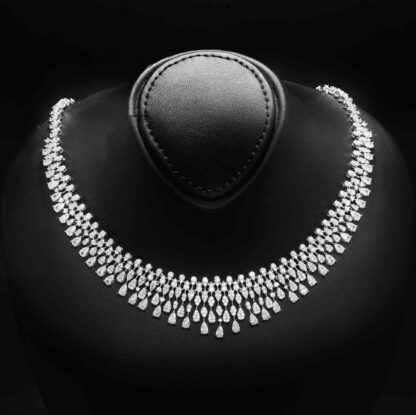 Omnia Nazeera White Bridal Full Set in High Quality Zircon Stone Rhodium Plated - Image 2