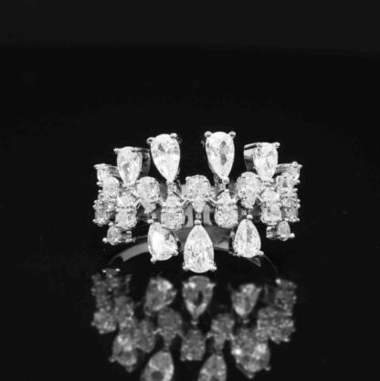 Omnia Nazeera White Bridal Full Set in High Quality Zircon Stone Rhodium Plated - Image 5