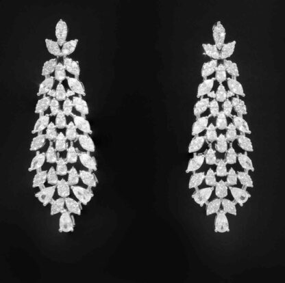 Omnia Nazeera White Bridal Full Set in High Quality Zircon Stone Rhodium Plated - Image 4