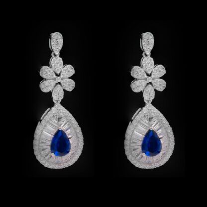 Omnia Sophia Blue Teardrop Bridal Full Set in 925 Silver with High Quality Simulated Diamonds - Image 6