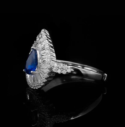 Omnia Sophia Blue Teardrop Bridal Full Set in 925 Silver with High Quality Simulated Diamonds - Image 4