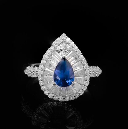 Omnia Sophia Blue Teardrop Bridal Full Set in 925 Silver with High Quality Simulated Diamonds - Image 3