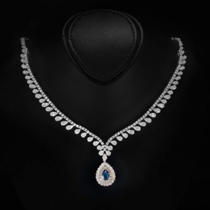 Omnia Sophia Blue Teardrop Bridal Full Set in 925 Silver with High Quality Simulated Diamonds - Image 2