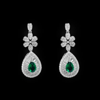 Omnia Sophia Green Teardrop Bridal Full Set in 925 Silver with High Quality Simulated Diamonds - Image 5