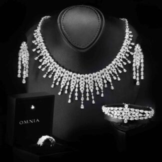 Omnia Sheena White Bridal Full Set in 925 Silver with High Quality Simulated Diamonds