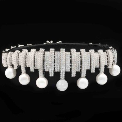 Omnia Ashley Pearl White Bridal Full Set in 925 Silver with High Quality Simulated Diamonds - Image 5