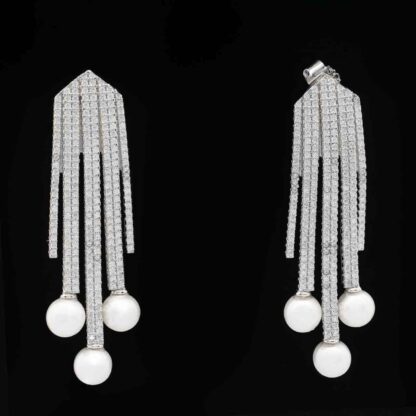 Omnia Ashley Pearl White Bridal Full Set in 925 Silver with High Quality Simulated Diamonds - Image 4