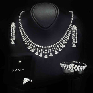Omnia Rimal White Bridal Full Set in 925 Silver with High Quality Simulated Diamonds
