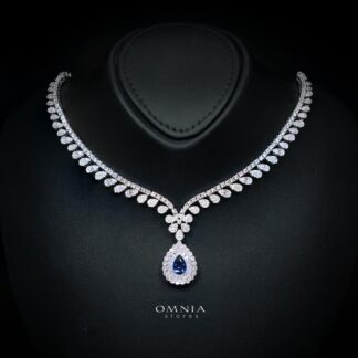 Valerie Blue Luxury Bridal Full Set in High-Quality Rhodium-Plated Finish with Premium Zircon Stones