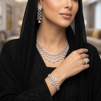 Omnia Rimal White Bridal Full Set in 925 Silver with High Quality Simulated Diamonds