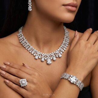 Omnia Suhana White Bridal Full Set in High Quality Simulated Diamonds