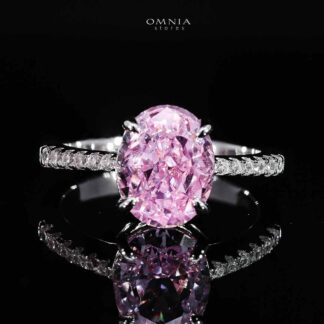 Omnia Bambina Pink and White Ring In 925 Silver High Quality Simulated Diamonds